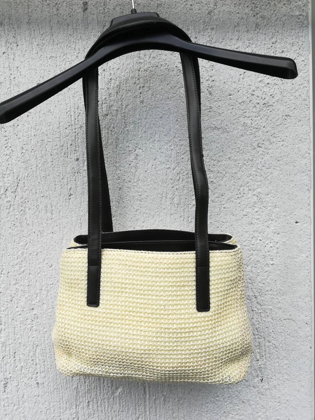 Pequeño bolso bandolera de 2 asas con doble compartimento tipo trenzado, amarillo, paja, nuevo – photo 10